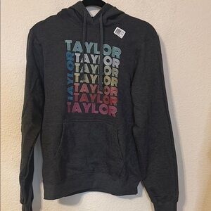 Port and Company Taylor Swift Gray hoodie with Gradient Text